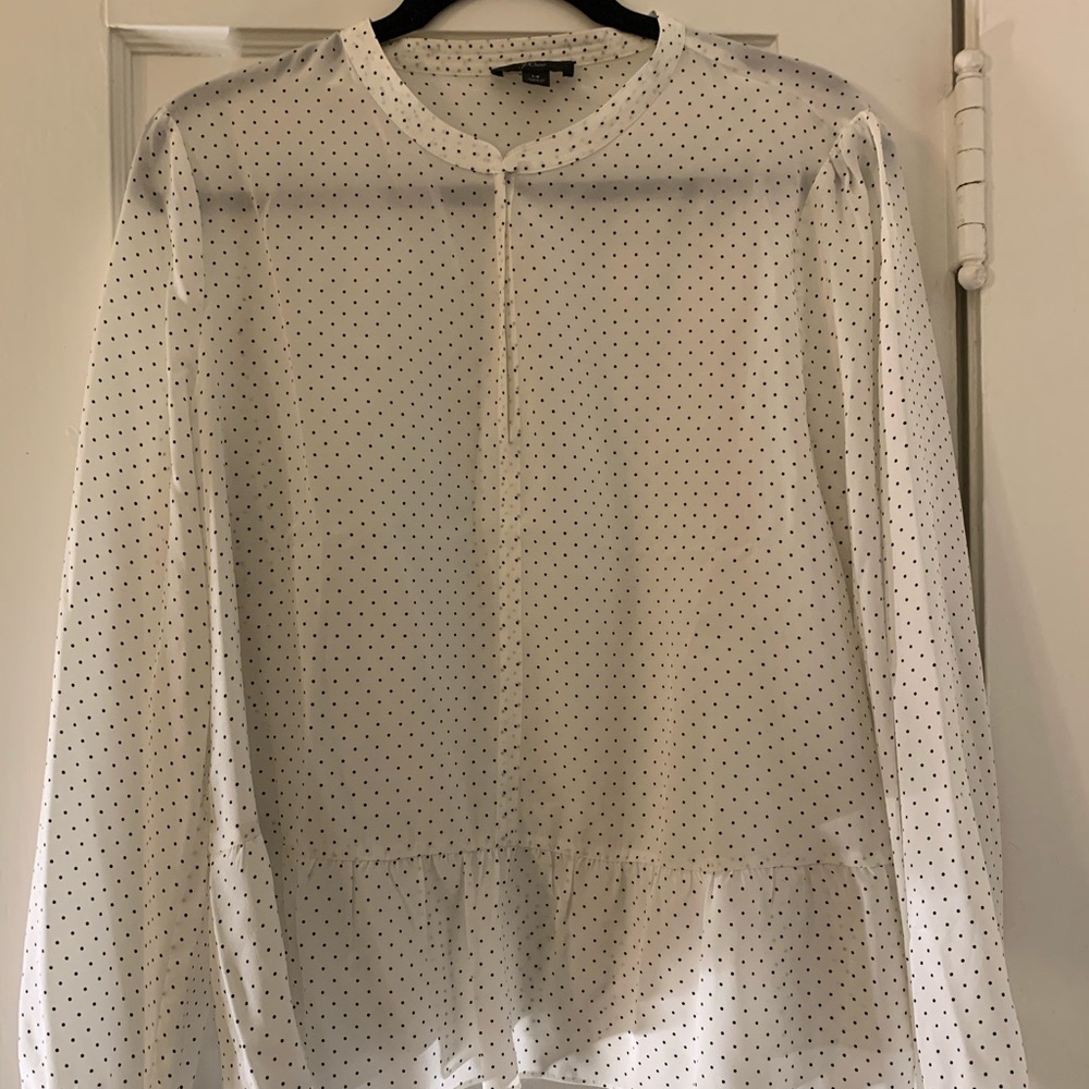 J Crew silk peplum dot top